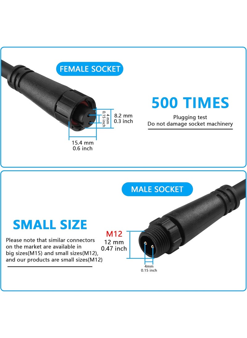 SinLoon SinLoon Small Size 2 Wire Waterproof Connector Y Splitter Cable M12 2 Pin Electrical 1 Male to 2 Female Extension Cable 18AWG IP68 for IndoorOutdoor LED Strip Lights50CM1 Male to 2 Female  - Image 2