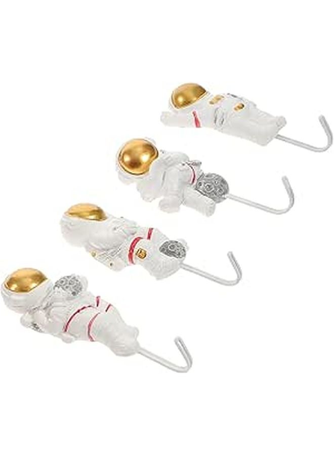 Astronaut Shaped Sticky Wall Hooks 4pcs Set Strong Adhesive for Coat Towel in Bathroom Bedroom - Image 1