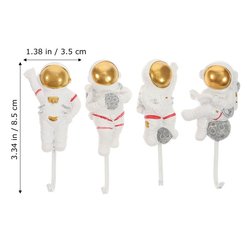 Astronaut Shaped Sticky Wall Hooks 4pcs Set Strong Adhesive for Coat Towel in Bathroom Bedroom - Image 3