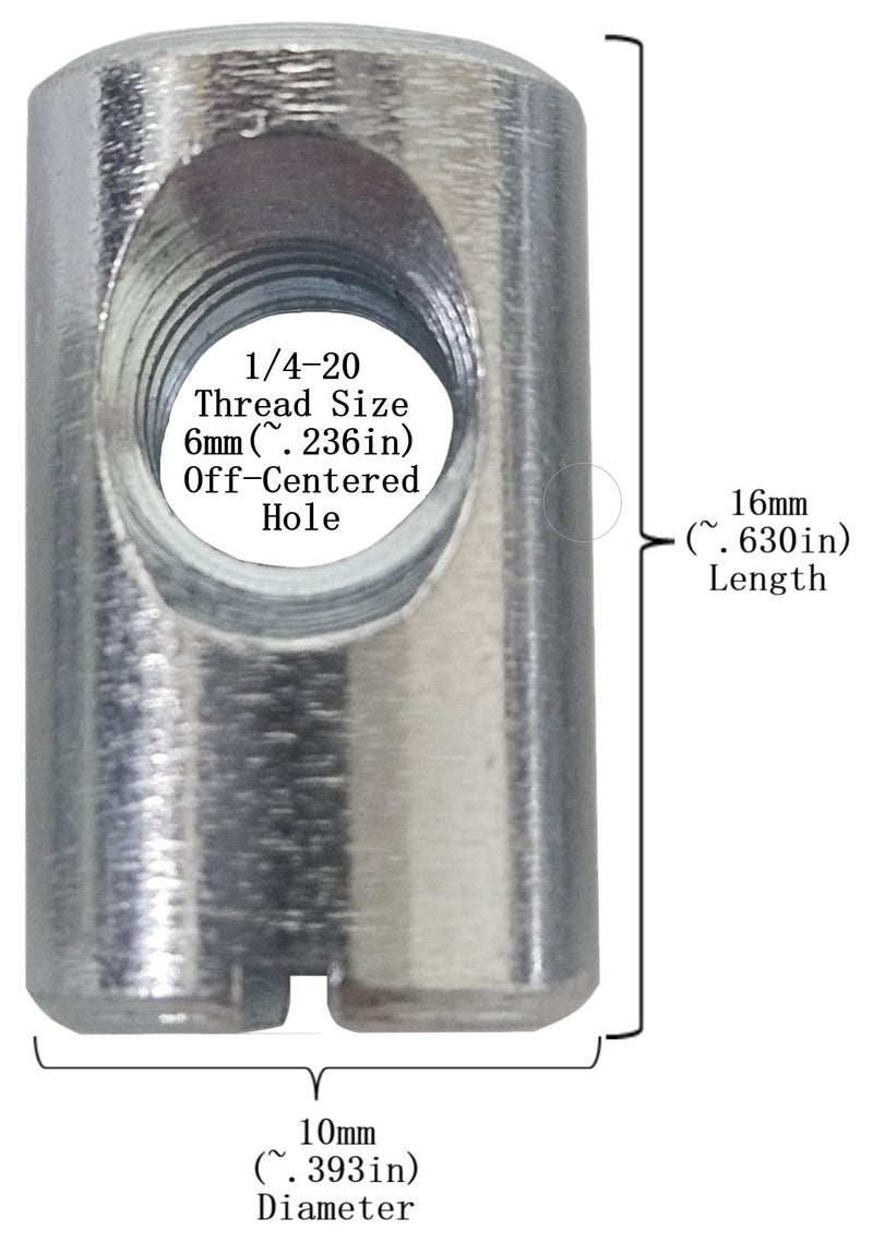 SuperDealStuff (12) Cross Dowels/Barrel Nuts - 1/4-20 16mm X 10mm Zinc-Plated Off-Centered CNC - Image 4