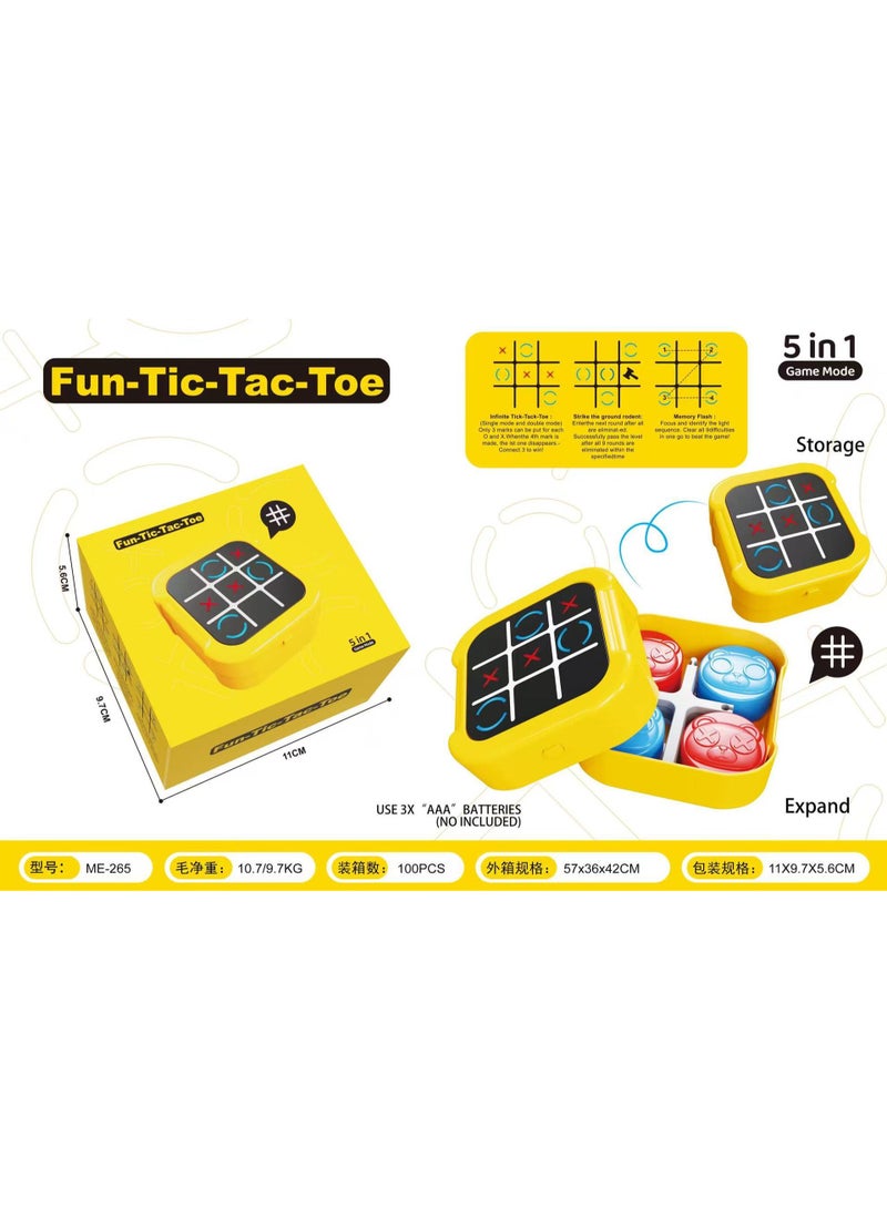 TIC TAC TOC Tic Tac Toe Bolt Game, 5-in-1 Portable Travel Handheld Puzzle Game Console for Memory Growth, Fidget Toys Board Games for Kids and Adults, Birthday Gifts Family Game - Image 4