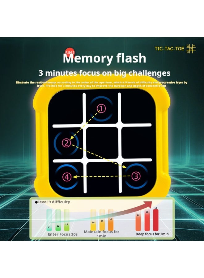 TIC TAC TOC Tic Tac Toe Bolt Game, 5-in-1 Portable Travel Handheld Puzzle Game Console for Memory Growth, Fidget Toys Board Games for Kids and Adults, Birthday Gifts Family Game - Image 2