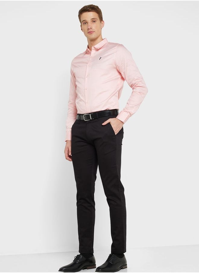 Classic Slim Fit Spread Collar Casual Shirt