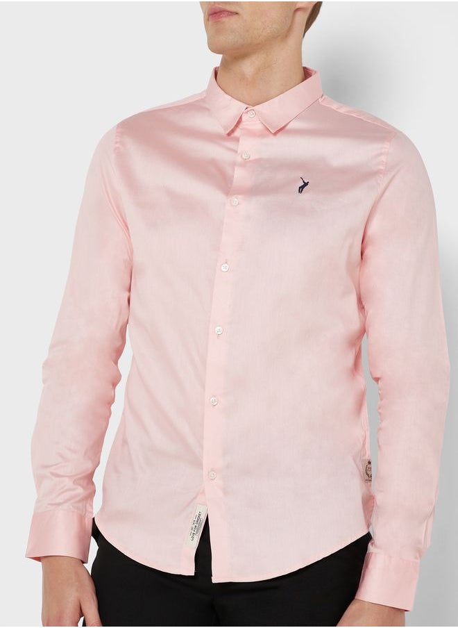 Classic Slim Fit Spread Collar Casual Shirt