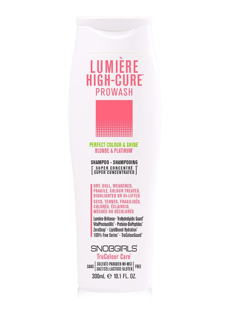 SNOBGIRLS LUMIERE HIGHCURE Shampoo for color treated hair Perfect Colour & Shine for Dry, Dull, Weakened, Fragile, Colour Treated Highlighted, Highly-Lifted Hair Argan Oil & Ceramides Salon Hair Care 