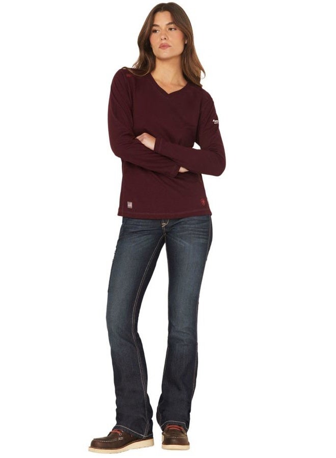 ARIAT Women's Rebar Mid Rise Durastretch Riveter Work Bootcut Jeans Blue 33 LNG - Image 1