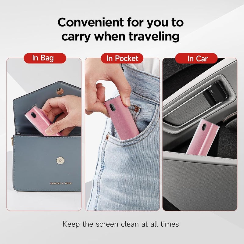 YTT Screen Cleaner, All-in-One Spray & Wipe Cleaner, with Transparent Protective Shell for All Phones, Laptop and Tablet Screens (Pink) - Image 4