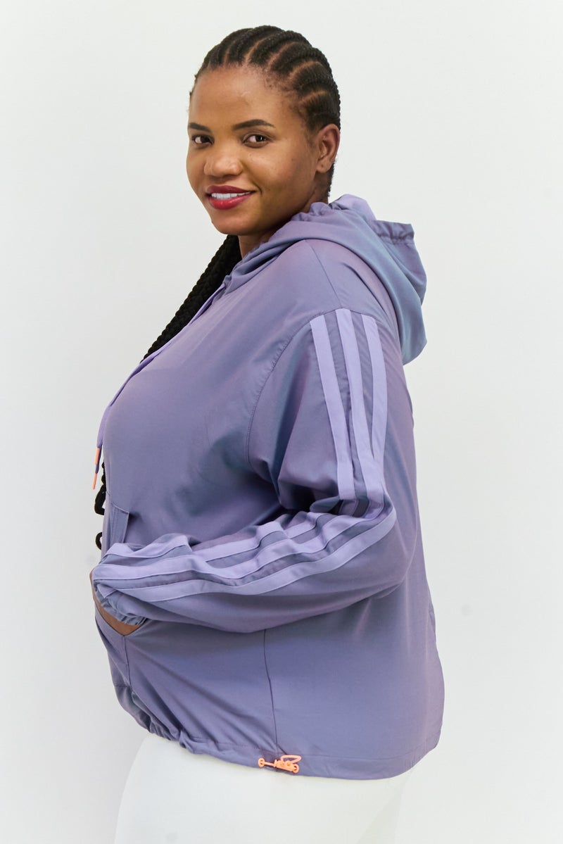 Adidas Women Sportswear Fit Long Sleeves Basketball Hoop York City Hoodie, Dark Lavender  - Image 2