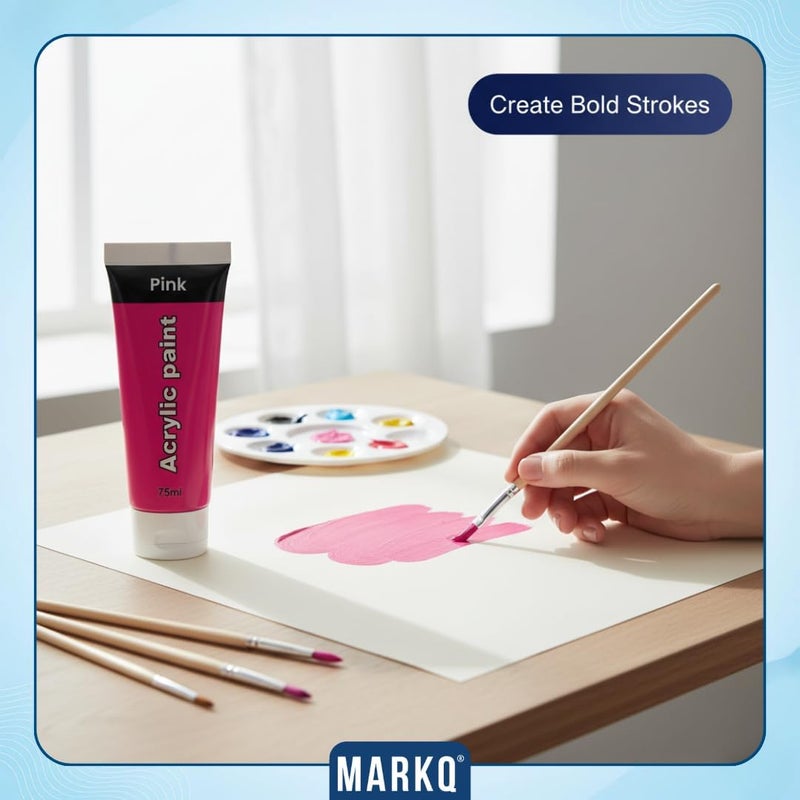 MARKQ Acrylic Paint 75 ml Tube – Rich, Highly Pigmented Non-Toxic Artist Colors | 10 Vibrant Colors for DIY Crafts, Canvas, Paper, Wood, Fabric, and Art Projects (Pink) - Image 3