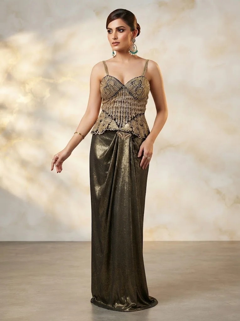 VINY Green Metallic Embellished Skirt Set – Women's Indian Ethnic Wear