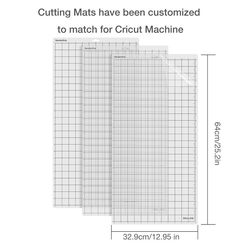 REALIKE StandardGrip Cutting Mat Compatible with Cricut Maker 3/Maker 4/Maker/Explore 3/4/Air 2/Air/One(3 Mats,12x24 inch) Standard Adhesive Non-Slip Cut Mats for Crafts, Quilting, Sewing and All Arts - Image 2