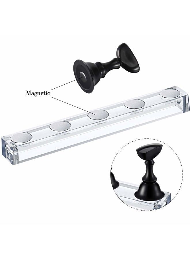 Blulu 2 Set Acrylic Nail Design Practice Stands - Magnetic Nail Holders & Display Stands - DIY Crystal Holders - 96 Pieces White Reusable Adhesive Putty (Black) - Image 2