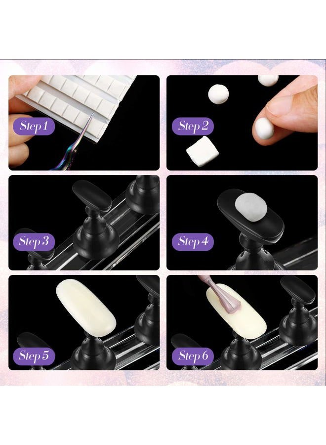 Blulu 2 Set Acrylic Nail Design Practice Stands - Magnetic Nail Holders & Display Stands - DIY Crystal Holders - 96 Pieces White Reusable Adhesive Putty (Black) - Image 5