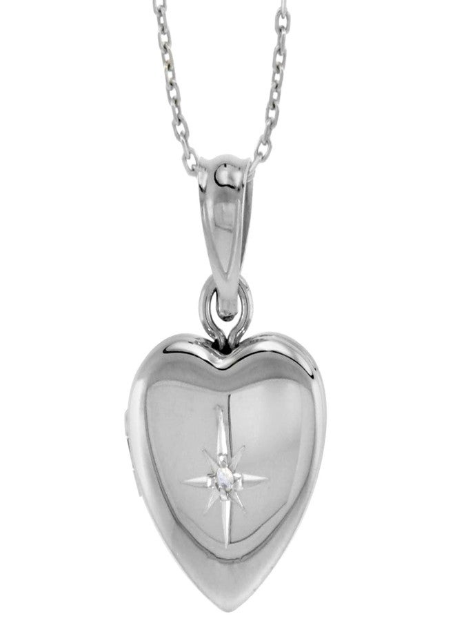 سابرينا سيلفر قلادة صغيرة جدًا من الفضة الإسترليني على شكل قلب مرصع بالألماس، مقاس 1/2 بوصة، للنساء، طولها 16 بوصة، RL_30H - Image 3