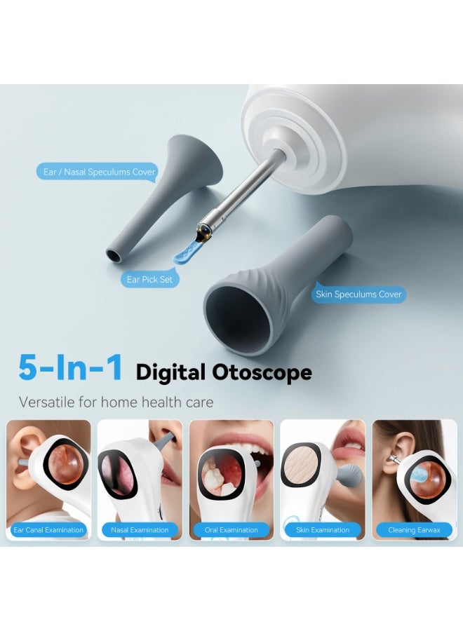 5-in-1 Digital Otoscope with Screen, 1080P HD Ear Camera, 4X Magnification, Rechargeable Ear Wax Removal Tool for Ear, Nose, Skin Inspection with 128GB Memory Card - Image 4