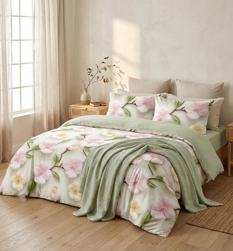 LOOMLYFE 300 TC Microfiber XXL Soft Cotton Super King Size Bedsheet for Double Bed, King Size 108 Inches X 108 Inches, 9 Feet, 275 X 275 cm with 2 Large Size Pillow Covers - BabyPinkBale - Image 1