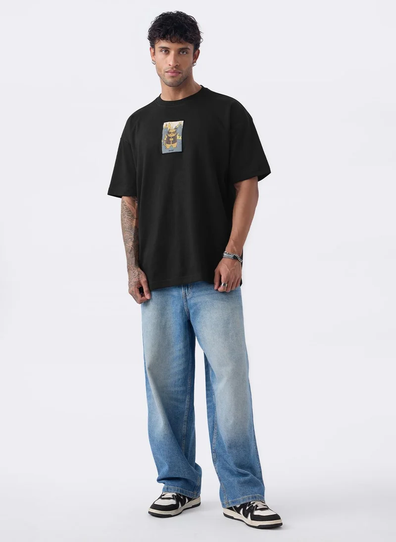 The Souled Store  The Souled Store Oversized T-Shirt: Don't Give Men and Boys Short Sleeves Round Neck Graphic Printed Casual T-Shirt for Men | Best Price UAE