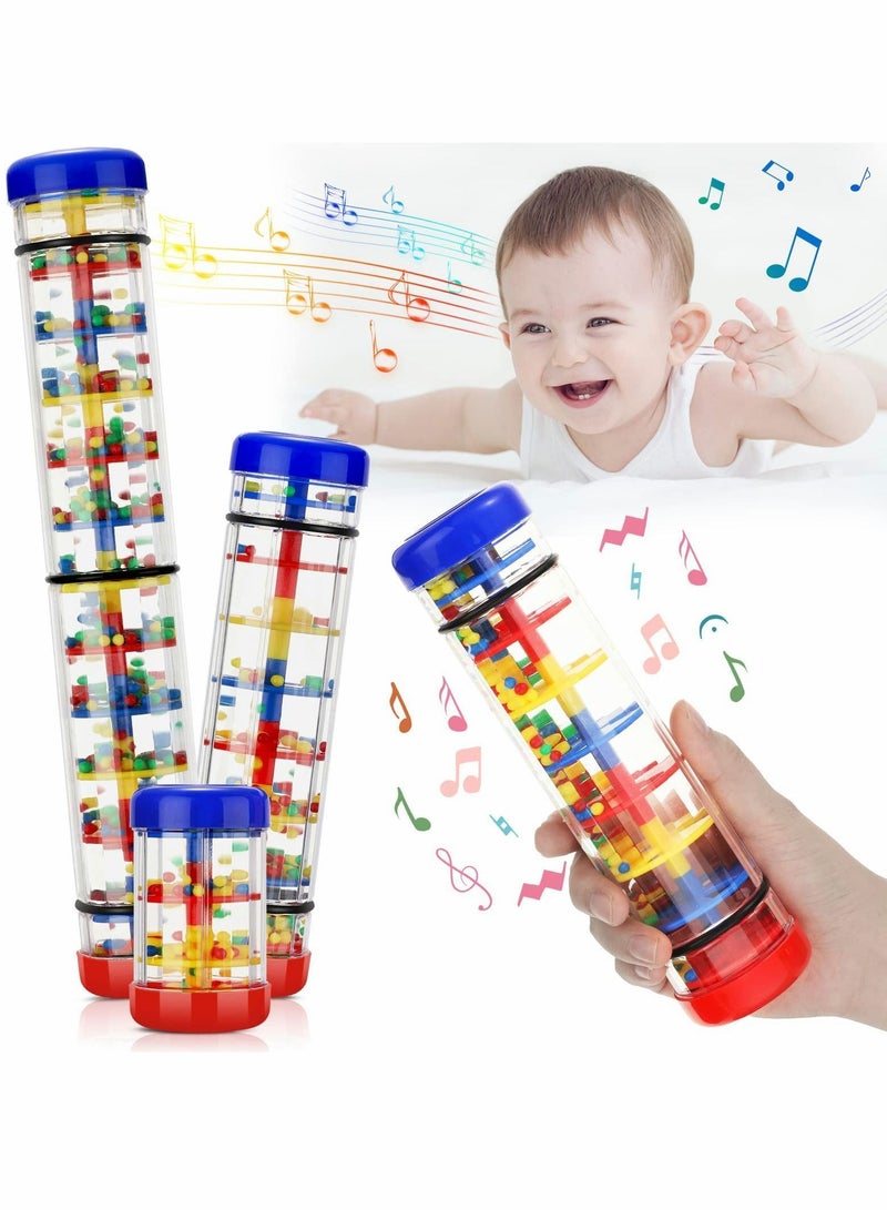 Y&D Rain Stick for Baby Shaker Sensory Auditory Musical Instrument Rattle Tube Plastic Toy Boys and Girls, 4 Inches, 8 12 One Each Size 3 Pieces - Image 1