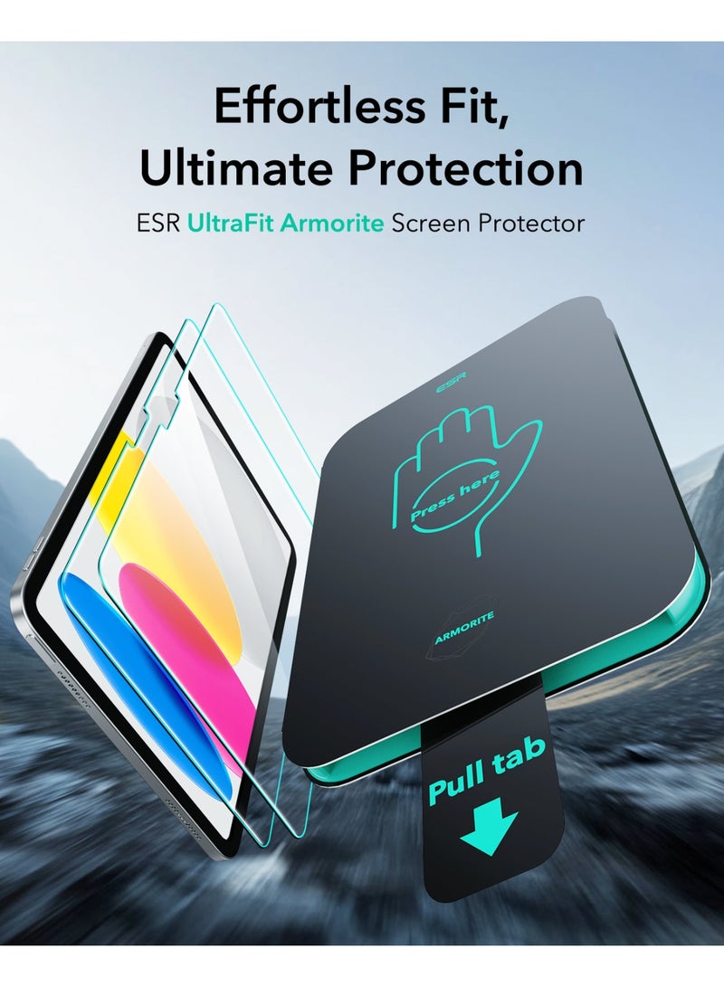 اي اس ار ESR 2 Pack Armorite Screen Protector for iPad A16 11th/10th Generation (11 Inch/10.9, 2025/2022), 9H Hardness Tempered Glass Film with UltraFit Tray, Military Grade, HD Clarity, Dust & Bubble Free Clear - Image 2