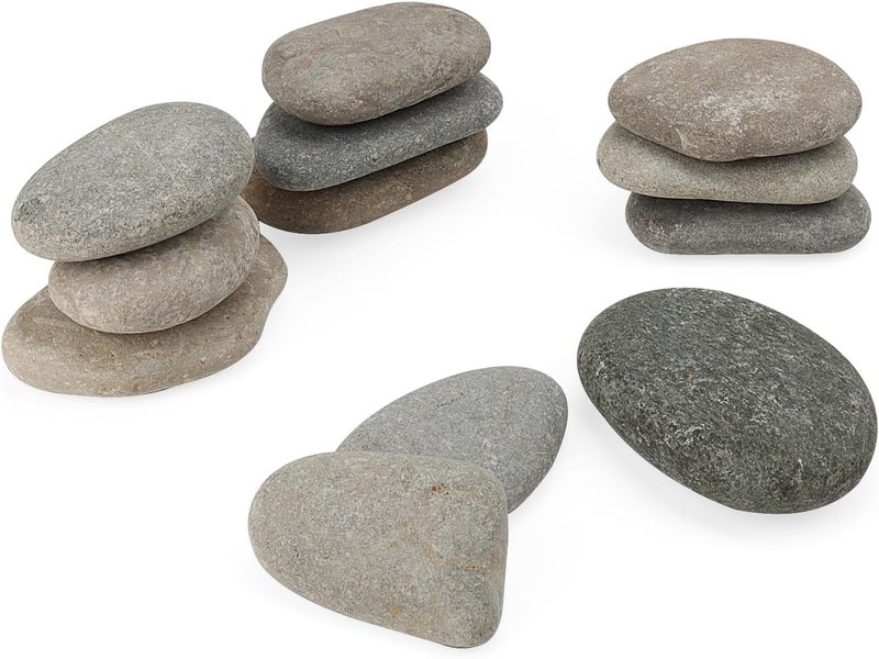 SHEUTSAN 12 PCS 34 Inch River Painting Rocks Crafts Stones Flat Rocks Smooth Painting Stone for DIY Project Hand Crafts - Image 1