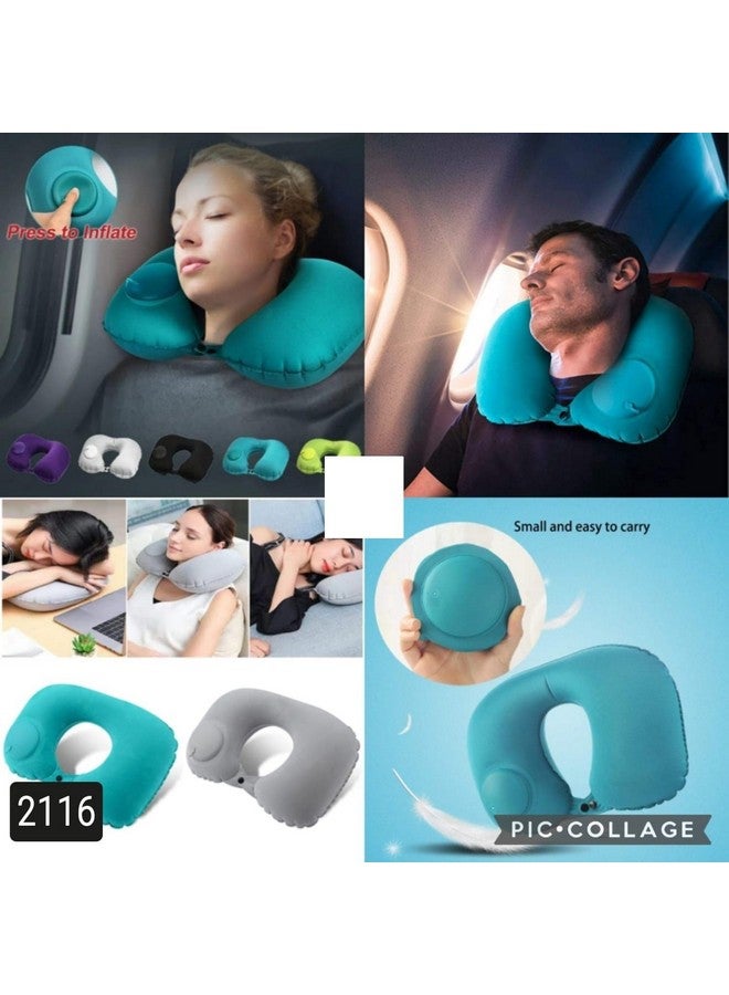 AREO Automatic Air Inflatable U-Shape Travel Pillow, Inflatable Travel Neck Pillow Comfortable U-Shape Headrest Support For Office Train Car Airplane (Areo Neck Pillow 2 Pc Any Col R02400) - Image 2