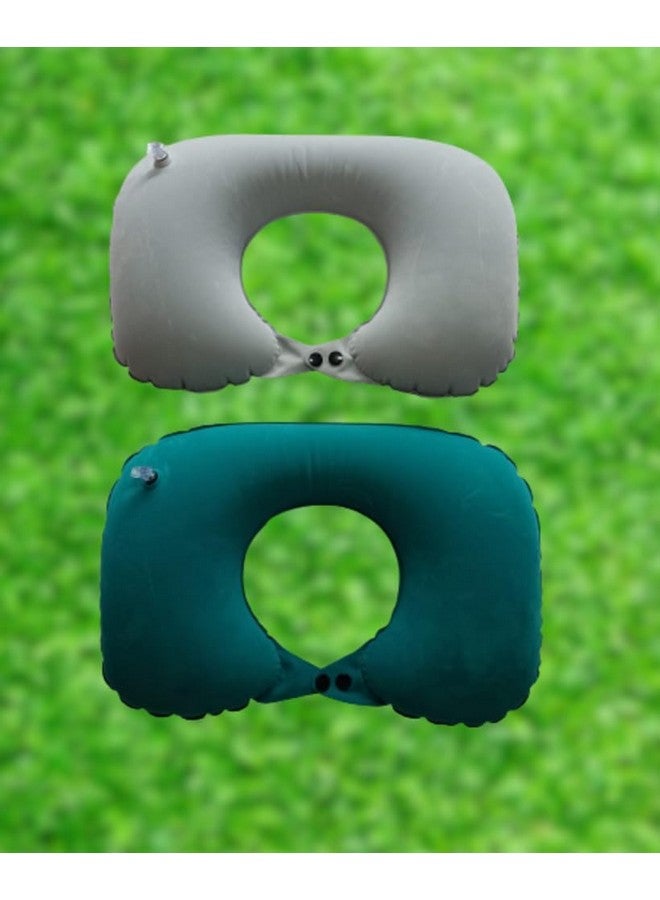 AREO Automatic Air Inflatable U-Shape Travel Pillow, Inflatable Travel Neck Pillow Comfortable U-Shape Headrest Support For Office Train Car Airplane (Areo Neck Pillow 2 Pc Any Col R02400) - Image 5