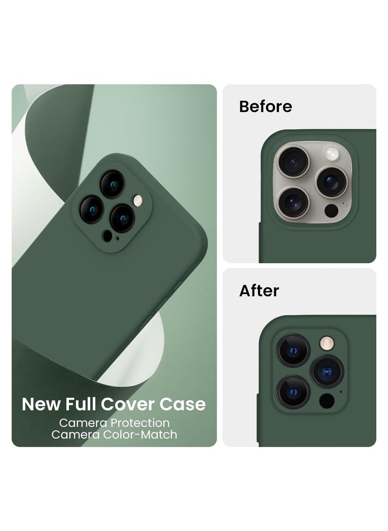 Raxoom Designed for iPhone 15 Pro Max Case, Silicone Upgraded [Camera Protection] for iPhone 15 ProMax Case with [2 Screen Protectors], Anti-Scratch Microfiber Lining, 6.7 inch, Alpine Green - Image 3