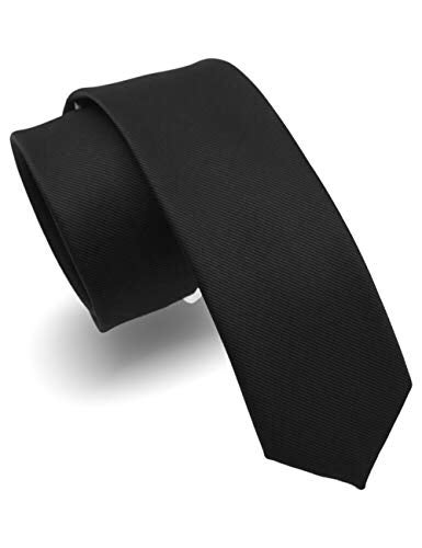 RBOCOTT 2.4" Black Skinny Tie for Men Silk Wedding Business Slim Necktie(9) - Image 1