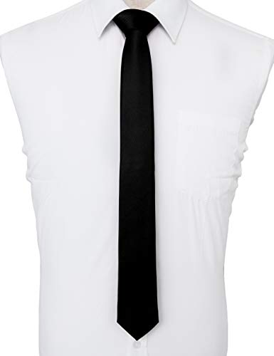 RBOCOTT 2.4" Black Skinny Tie for Men Silk Wedding Business Slim Necktie(9) - Image 3