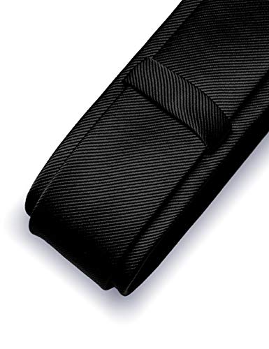 RBOCOTT 2.4" Black Skinny Tie for Men Silk Wedding Business Slim Necktie(9) - Image 4