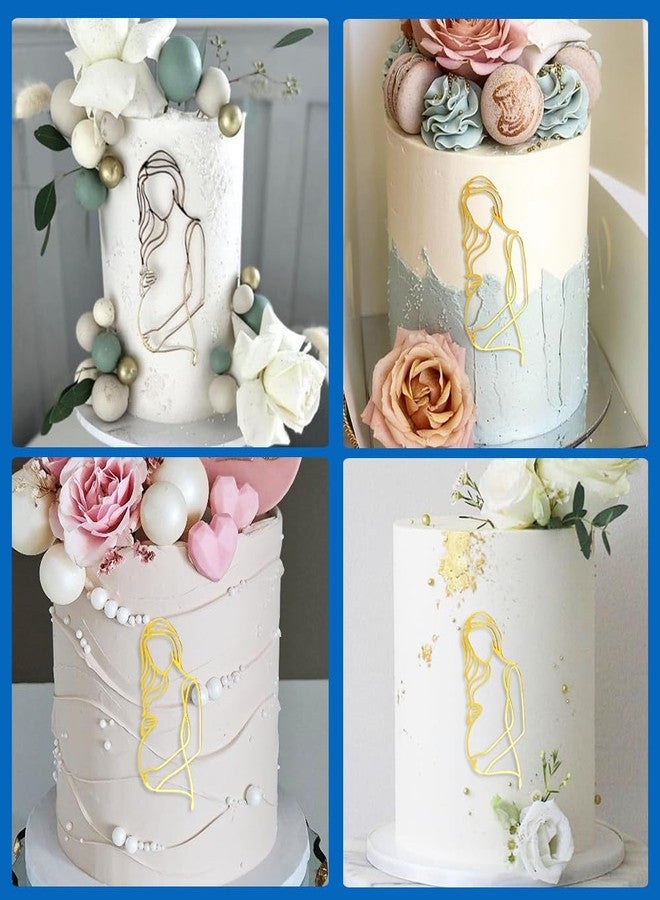 IPEWOEF 5Pcs Pregnant Women Cake Topper Pregnancy Announcement Cake Toppers Pregnancy Reveal Lady Cake Decor Acrylic Gold Cake Decorations for Women Mothers Birthday Cake Decoration Party Supplies - Image 4