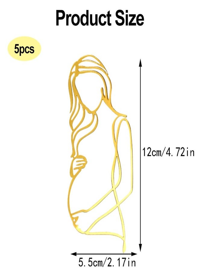 IPEWOEF 5Pcs Pregnant Women Cake Topper Pregnancy Announcement Cake Toppers Pregnancy Reveal Lady Cake Decor Acrylic Gold Cake Decorations for Women Mothers Birthday Cake Decoration Party Supplies - Image 2