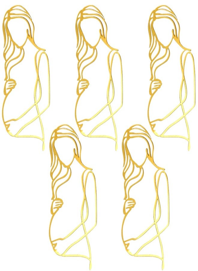 IPEWOEF 5Pcs Pregnant Women Cake Topper Pregnancy Announcement Cake Toppers Pregnancy Reveal Lady Cake Decor Acrylic Gold Cake Decorations for Women Mothers Birthday Cake Decoration Party Supplies - Image 1