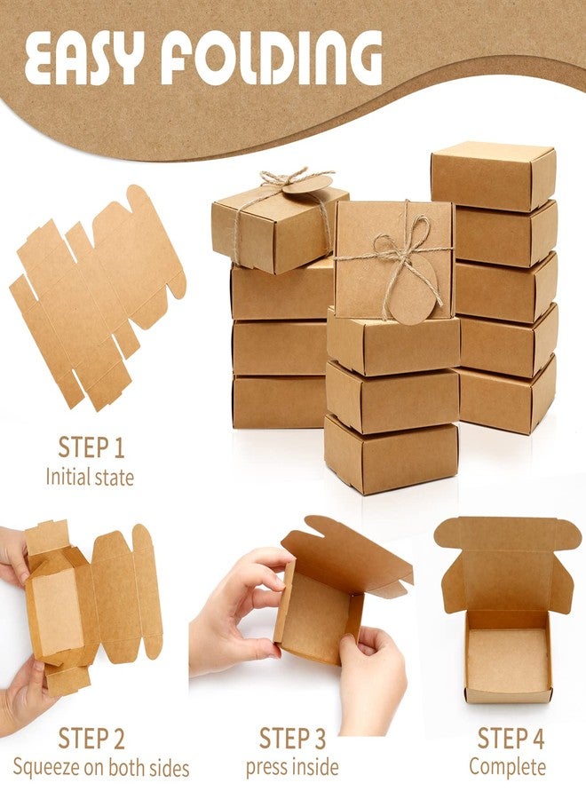 Anxingo 50 Pcs Kraft Soap Boxes Small Packaging Boxes for Homemade Soap, Gift Wrapping, Shipping, Party Favors (3.8 x 2.8 x 1.2 Inch) - Image 3