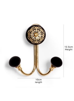 Casa Decor CASADECOR Metal and Ceramic Black Beauty Dual Filigree Hooks Wall Hangers Hangings Cloth Hanger Door Hanger Robe Hooks Antique Hooks Key Holder for Office Wall  - Image 5