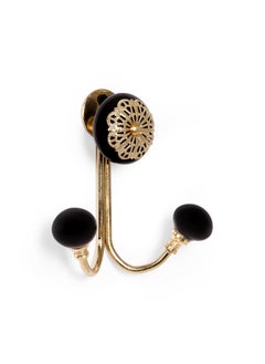 Casa Decor CASADECOR Metal and Ceramic Black Beauty Dual Filigree Hooks Wall Hangers Hangings Cloth Hanger Door Hanger Robe Hooks Antique Hooks Key Holder for Office Wall  - Image 2