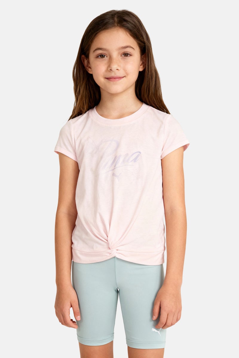 PUMA Kids Girl 2 Pcs Graphic Print Short Sleeve Top And Outdoor Shorts, Multicolor - Image 1