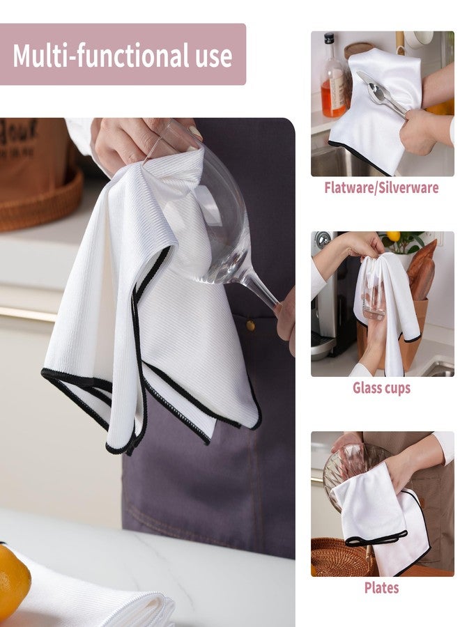 POLYTE Professional Microfiber Wine Glass Fine Polishing Cloth (18x28, 2 Pack, White/Black) - Image 2