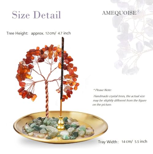AMEQUOISE Incense Holder for Sticks, Healing Crystal Stone Money Tree Incense Burner, Ash Catcher for Yoga, Meditation and Home Decor - Image 3