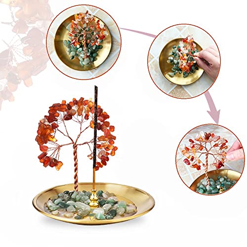 AMEQUOISE Incense Holder for Sticks, Healing Crystal Stone Money Tree Incense Burner, Ash Catcher for Yoga, Meditation and Home Decor - Image 4
