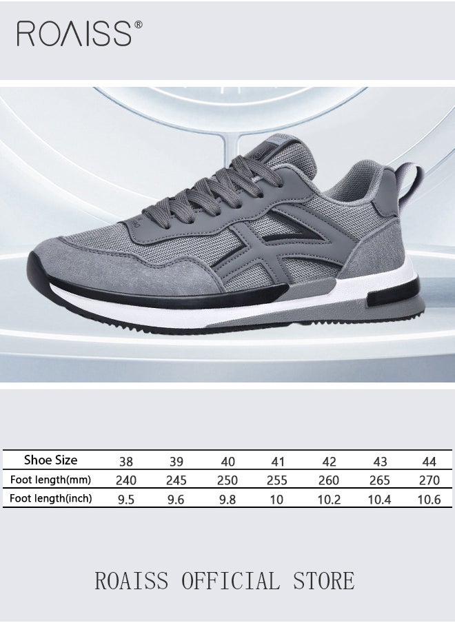 roaiss - Lightweight Trainers for Men Flyknit Mesh Breathable Upper High Agility Sports Shoes Mens Leisure Comfy Lace up Sneakers Non-slip Wear-Resistant Flat Running Shoes Colorblock Sneakers - Image 1