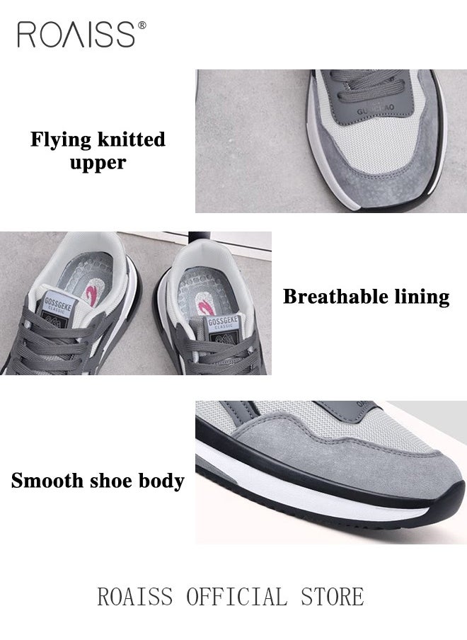 roaiss Lightweight Trainers for Men Flyknit Mesh Breathable Upper High Agility Sports Shoes Mens Leisure Comfy Lace up Sneakers Non-slip Wear-Resistant Flat Running Shoes Colorblock Sneakers  - Image 5