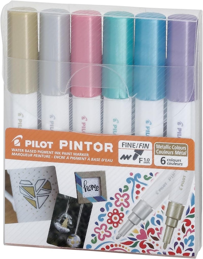 Pilot Pintor Fine Metallic Water Based Marker 6-Piece Set - Image 1