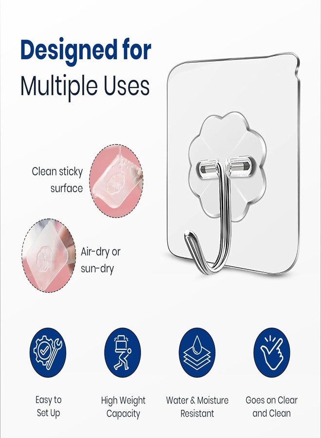 ZAIKRO Adhesive Wall Hooks Design | Heavy Duty Self-Adhesive Sticker Hooks for Walls | Waterproof Strong Wall Hanger for Keys, Coats, Kitchen, Bathroom & Home Organization (Flower Hooks, 10) - Image 4