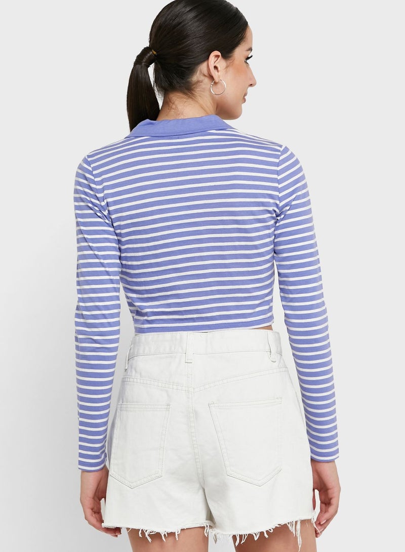 VERO MODA Striped Knitted Crop Top - Image 2