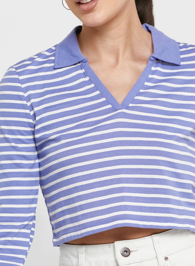 VERO MODA Striped Knitted Crop Top - Image 3