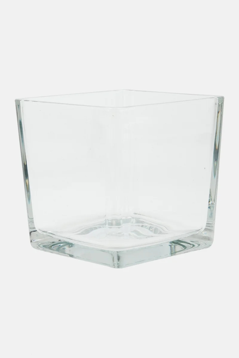 Muy Mucho Cube Glass Vase, Transparent