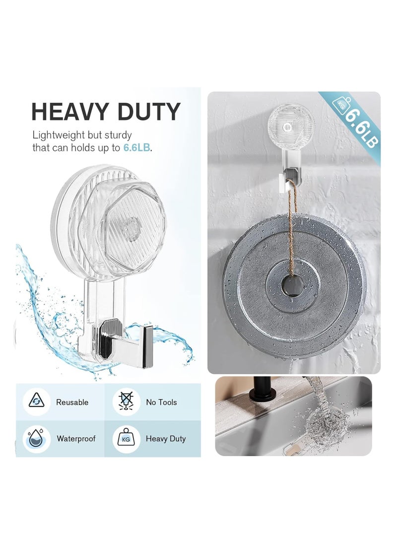Alruht - 3 Pieces Vacuum Suction Cup Hooks, Heavy Duty Wall Hooks, Waterproof Suction Hook with Reusable and Removable Transparent, Grey and Green - Image 1
