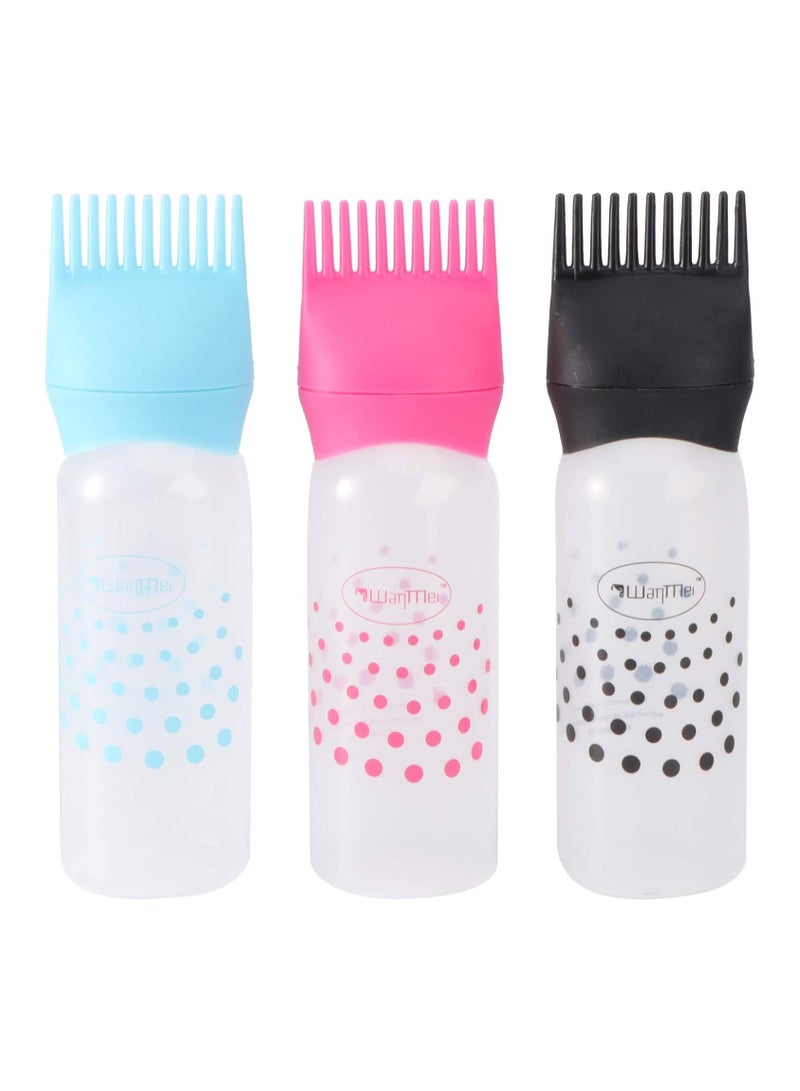 Root Comb Applicator Bottle 3 Pack Dye Hair Oils For Hair Growth Bottle Applicator Brush Root Comb Bottle With Graduated Scale Hair Oil Applicator Hair Coloring Tools - Image 1