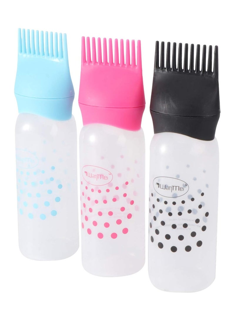 Root Comb Applicator Bottle 3 Pack Dye Hair Oils For Hair Growth Bottle Applicator Brush Root Comb Bottle With Graduated Scale Hair Oil Applicator Hair Coloring Tools - Image 2